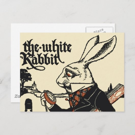 Alice White Rabbit Classic Wonderland Briefkaart (Voorkant / Achterkant)