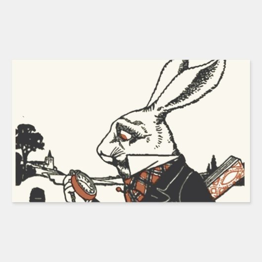 Alice White Rabbit Classic Wonderland Rechthoekige Sticker (Voorkant)