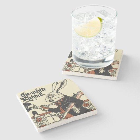 Alice White Rabbit Classic Wonderland Stenen Onderzetter (Zijkant)