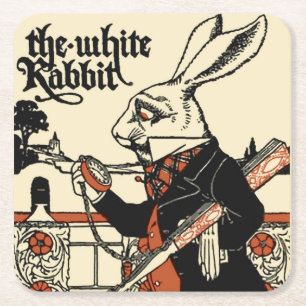 Alice White Rabbit Classic Wonderland Vierkante Kartonnen Onderzetter