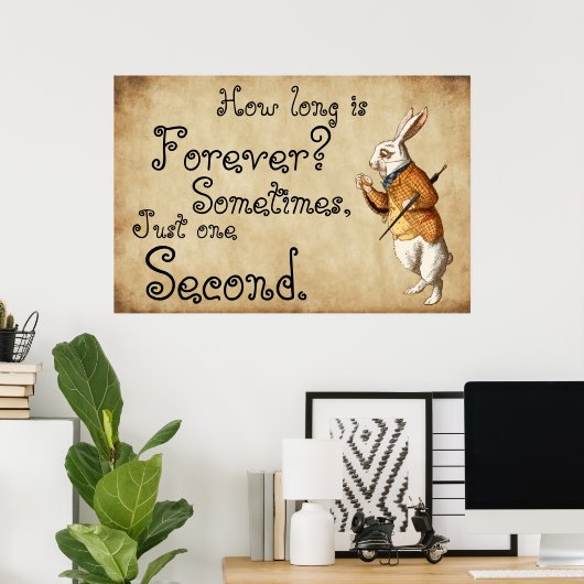 Alice - White Rabbit - Hoe lang is voor altijd? Poster (Thuiskantoor)