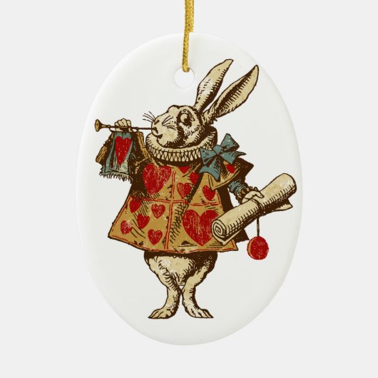 Alice White Rabbit Keramisch Ornament (Voorkant)