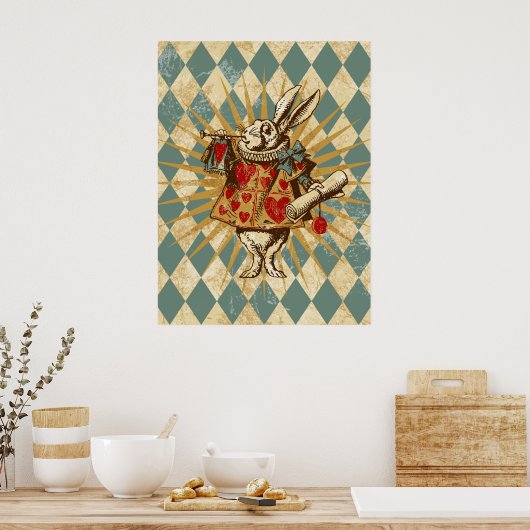 Alice White Rabbit Poster (Keuken)