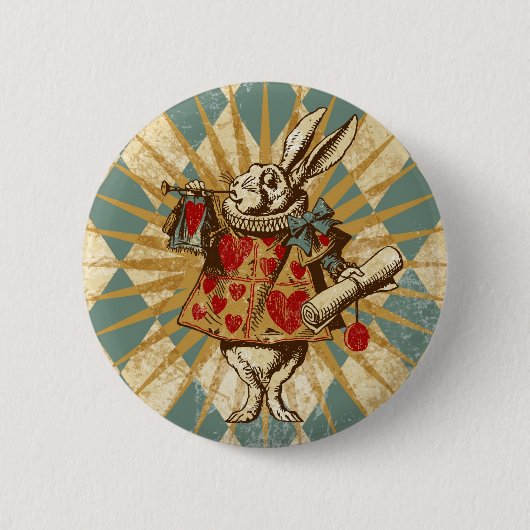 Alice White Rabbit Ronde Button 5,7 Cm (Voorkant)