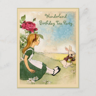 Alice & White Rabbit Wonderland Birthday Party Kaart
