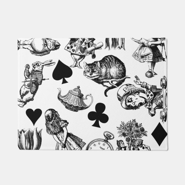 Alice White Rabbit Wonderland Cheshire Cat Deurmat (Voorkant)
