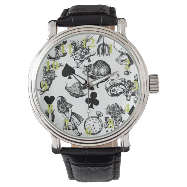 Alice White Rabbit Wonderland Cheshire Cat Horloge (Voorkant)