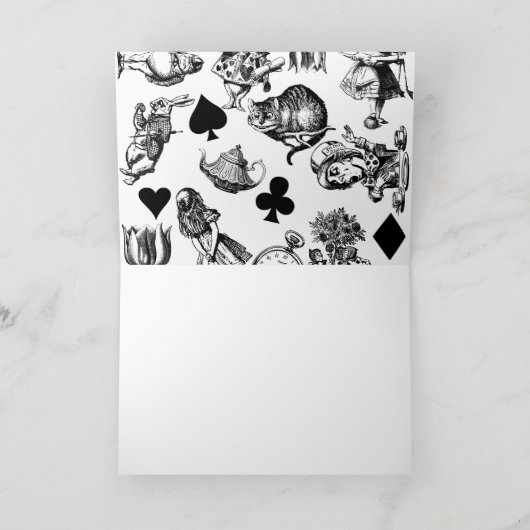 Alice White Rabbit Wonderland Cheshire Cat Kaart (Binnen)
