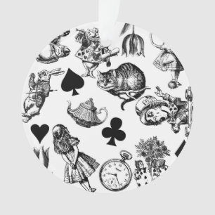 Alice White Rabbit Wonderland Cheshire Cat Ornament