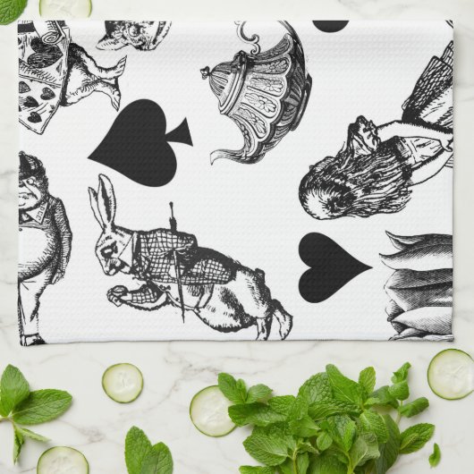 Alice White Rabbit Wonderland Cheshire Cat Theedoek (Gevouwen)