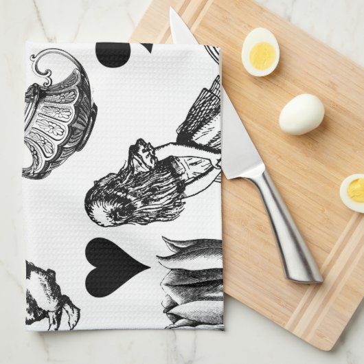 Alice White Rabbit Wonderland Cheshire Cat Theedoek (Quarter Fold)