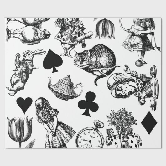 Alice White Rabbit Wonderland Classic Cadeaupapier (Vlak)