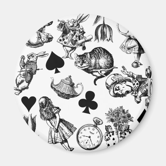 Alice White Rabbit Wonderland Classic Magneet (Voorkant)