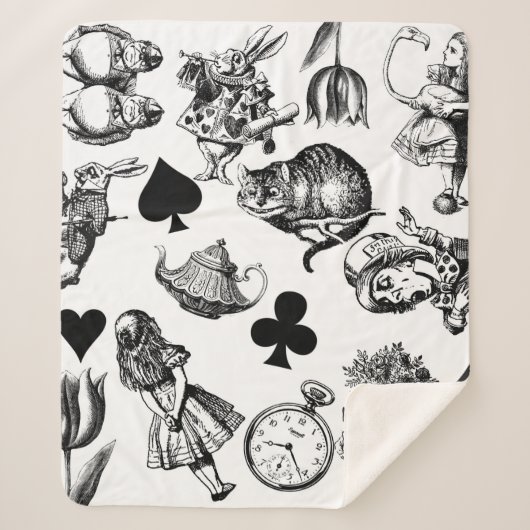 Alice White Rabbit Wonderland Classic Sherpa Deken (Voorkant)