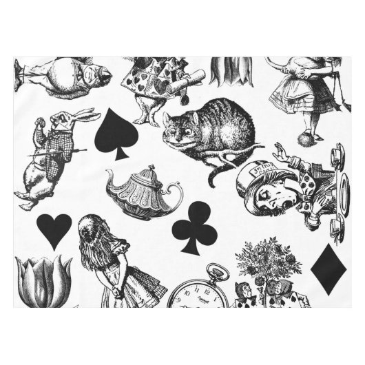 Alice White Rabbit Wonderland Classic Tafelkleed (Voorkant (Horizontaal))