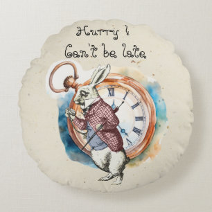 Alice - Witte Konijn 1865 Rond Kussen