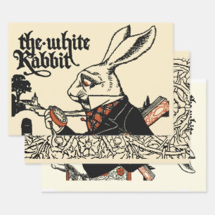 Alice Witte Konijn Klassieke Wonderland Inpakpapier Vel