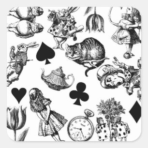 Alice Witte Konijn Wonderland Klassieker Vierkante Sticker