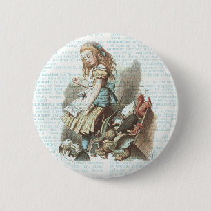 Alice Wonderland Favors Antiek boekpagina Ronde Button 5,7 Cm
