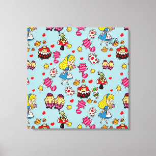 Alice Wonderland Mad Hatter Cat Doodle Art van Lea Canvas Afdruk