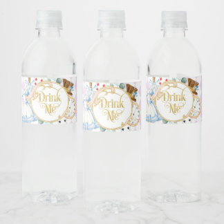 Alice Wonderland mad hatter tea party drink me Wa Waterfles Etiket