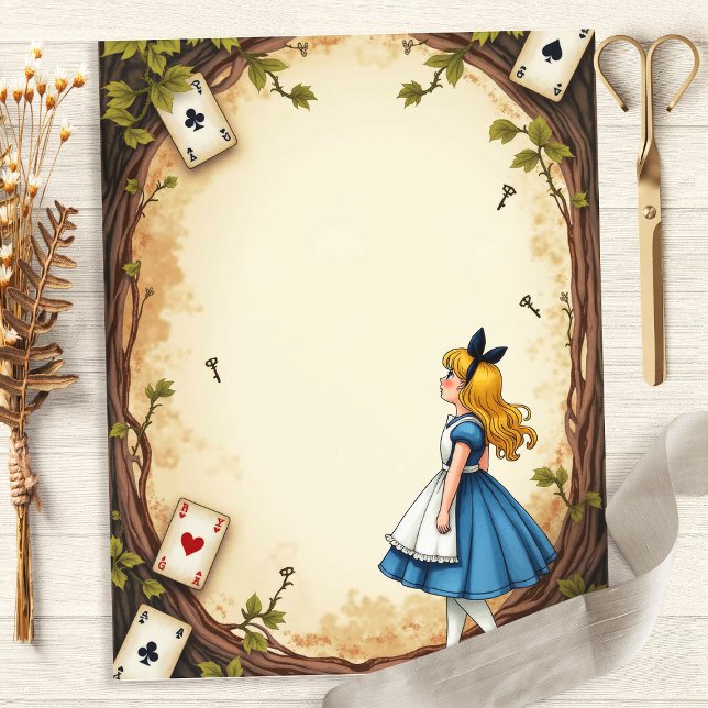 Alice Wonderland Sleutels en Kaarten Scrapbook Pap (Creator heeft geüpload)