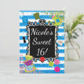 Alice Wonderland Tea Party Heart Frame Invitations (Debout devant)
