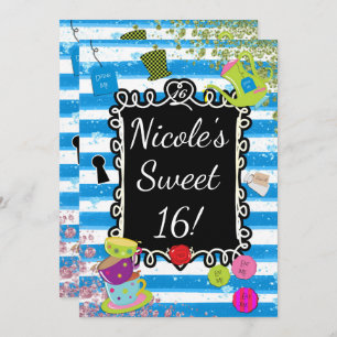 Alice Wonderland Tea Party Invitations