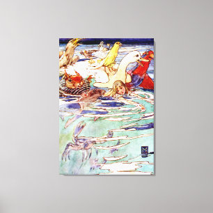 Alice Zwemmen In het zwembad van Tranen in Wonderl Canvas Afdruk