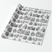 Alice's Adventures in Wonderland Pattern Cadeaupapier (Uitgerold)