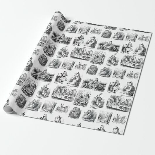  Alice's Adventures in Wonderland Pattern Cadeaupapier (Uitgerold)