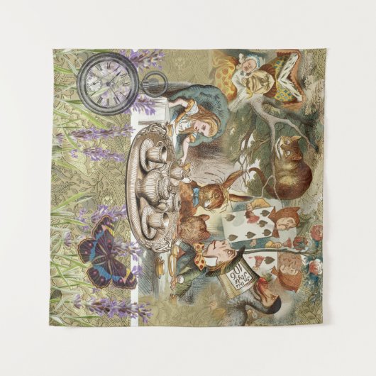 Alice's Avonturen in Wonderland Gekke Theepartij Wandkleed (Voorkant (horizontaal))