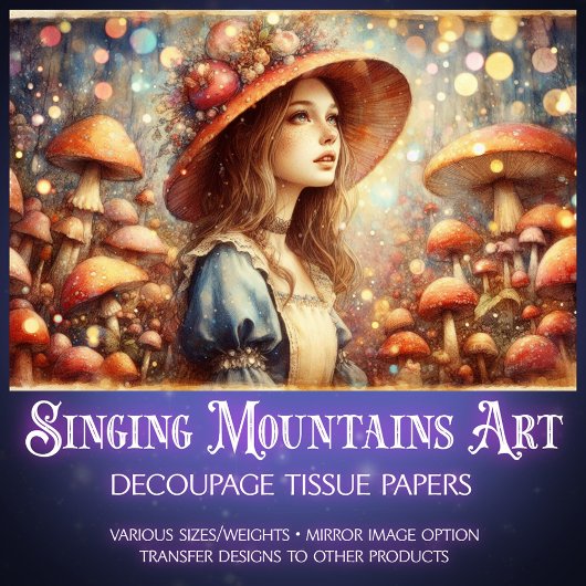 Alice's Magical Mushroom Wonderland Decoupage Tissuepapier