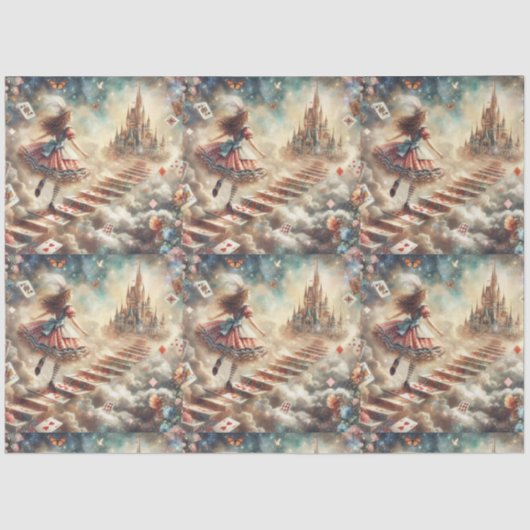 Alice's Whimsical Castle Quest Decoupage Tissuepapier (Voorkant)