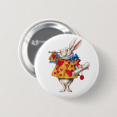 ALICE'S WHITE RABBIT IN WONDERLAND RONDE BUTTON 5,7 CM (Voorkant /achterkant)