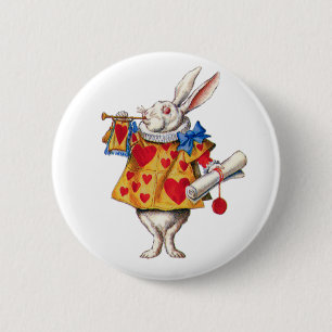 ALICE'S WHITE RABBIT IN WONDERLAND RONDE BUTTON 5,7 CM