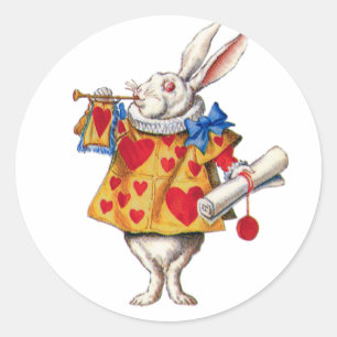 ALICE'S WHITE RABBIT IN WONDERLAND RONDE STICKER