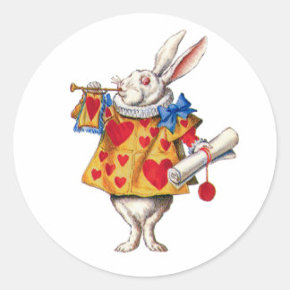 ALICE'S WITTE RABBIT RONDE STICKER