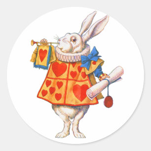 ALICE'S WITTE RABBIT RONDE STICKER