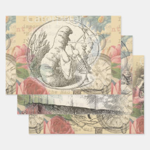 Alice's Wonderland Rups: Originele Tenniel Inpakpapier Vel