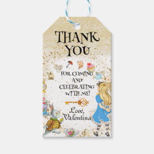 Alice's Wonderland Tea Party Verjaardag Bedankt Cadeaulabel