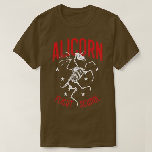 Alicorn Unicorn Skeleton Flight School T-shirt (Design voorkant)
