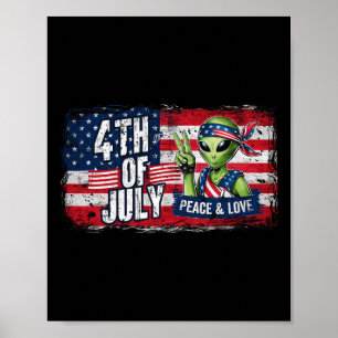 Alien 4 juli Amerikaanse vlag UFO Poster