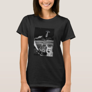 Alien Abductie Selfie u2013 Grappige Kat & UFO T-shirt