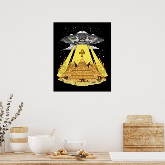 Alien Abduction Egyptian Pyramids Ancient UFO Poster (Keuken)