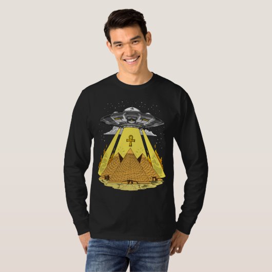 Alien Abduction Egyptian Pyramids Ancient UFO T-shirt (Voorkant volledig)