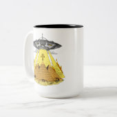 Alien Abduction Egyptian Pyramids Ancient UFO Tweekleurige Koffiemok (Voorkant links)