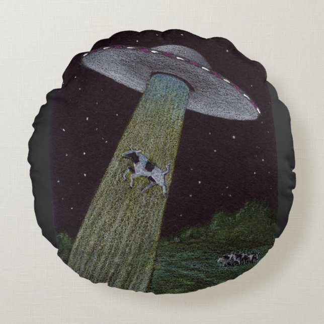 Alien Abduction Rond Kussen (Voorkant)