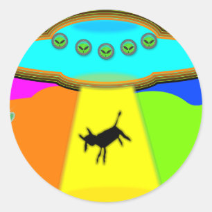 Alien Abduction Ronde Sticker