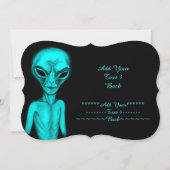 Alien , add Jouw tekst Invitation Kaart (Achterkant)